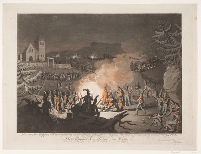 O bivaque das tropas norueguesas sob gravuras anförsel de Christian August no final da guerra com a Suécia de 1808 de Niels Truslew