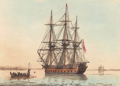 Um navio orlog dinamarquês ancorado em uma manhã tranquila de Niels Truslew