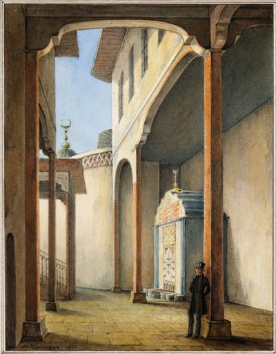 Pushkin no Palácio de Bakhchisaray Khan, 1837 de Nikanor Grigoryevich Chernetsov