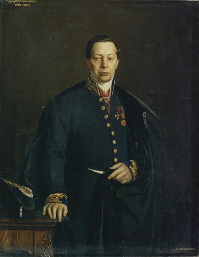 Retrato do artista Pyotr Basin 1794-1881, 1857 de Nikanor Leontievich Tiutriumov