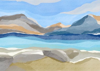 Lago de montanha abstracto e sereno de Nikita Jariwala