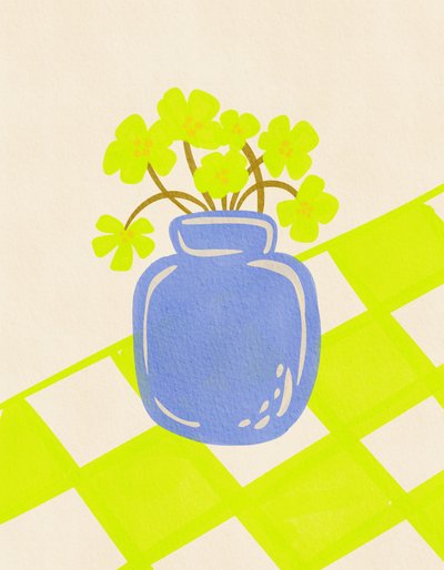 Vaso azul com flores frescas de Nikita Jariwala