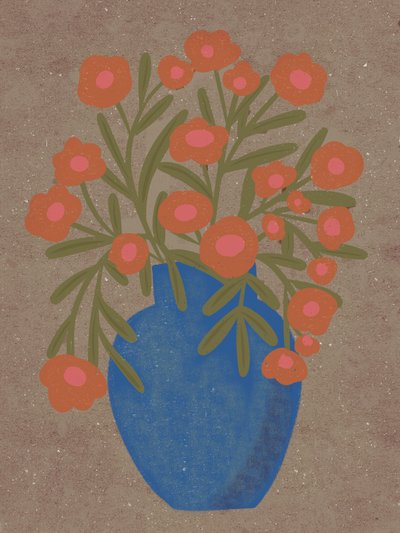 Vaso rústico com padrão floral laranja de Nikita Jariwala