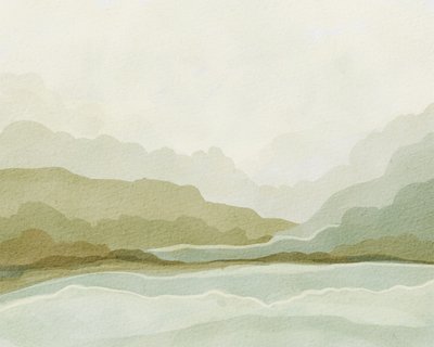 Montanha e Vale em Aquarela de Nikita Jariwala