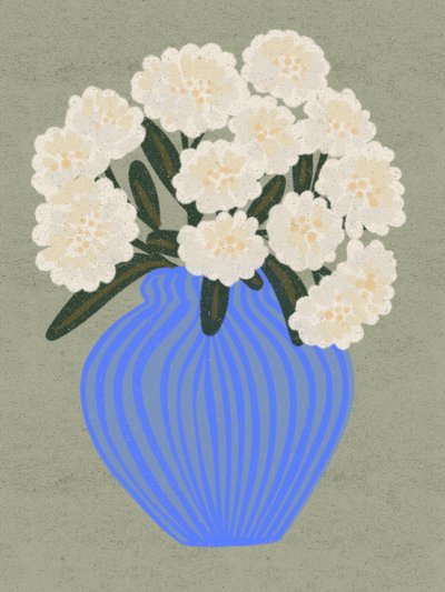 Flores brancas num vaso azul de Nikita Jariwala