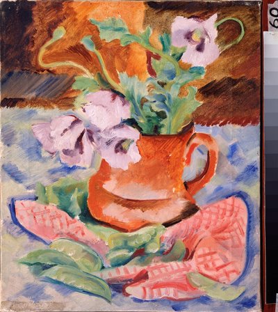 Natureza Morta, Papoilas - Trabalho de Nikolai Andreyevich Tyrsa (Tirsa) (1887-1942), gouache e tempera a bordo de Nikolai Adrianovich Tyrsa