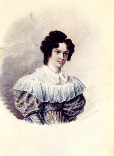 Retrato de Alexandra Ivanovna Davydova 1802-1895, esposa de Decembrist Vasily Davydov, 1830-1839 de Nikolai Alexandrovich Bestuzhev