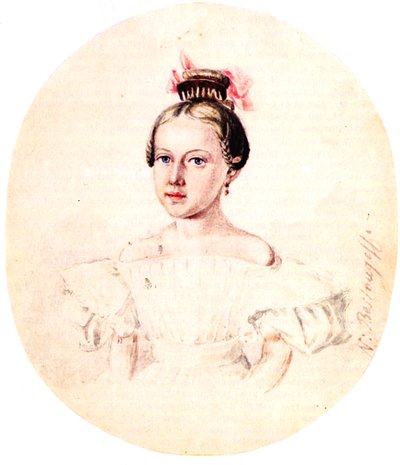 Olga Annenkova de Portrait, filha do dezembrista Iwan Annenkow, 1836 de Nikolai Alexandrovich Bestuzhev