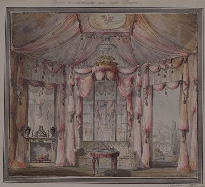 Design de interiores para o boudoir na Casa Count Bezborodko em Moscou, década de 1790 de Nikolai Alexandrovich Lvov