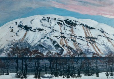Manhã fria de Abril com avalanche (Snow Mountain), c.1909 de Nikolai Astrup