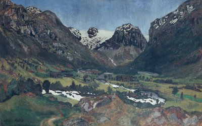 Noite de junho na aldeia de montanha de Nikolai Astrup