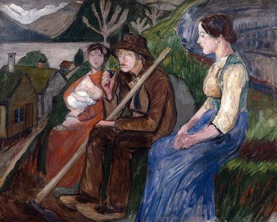 Auto-retrato em casa (no pátio) de Nikolai Astrup
