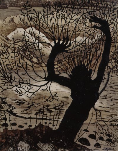 Noite da Primavera e Salgueiro (óleo sobre tela) de Nikolai Astrup
