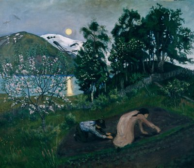 Noite de Primavera no jardim, Trabalho nocturno no jardim de Nikolai Astrup