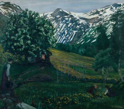 Sebes de soros da noite da Primavera, c.1918 de Nikolai Astrup