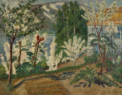 White Flowers da Jølstervannet (óleo sobre tela) de Nikolai Astrup