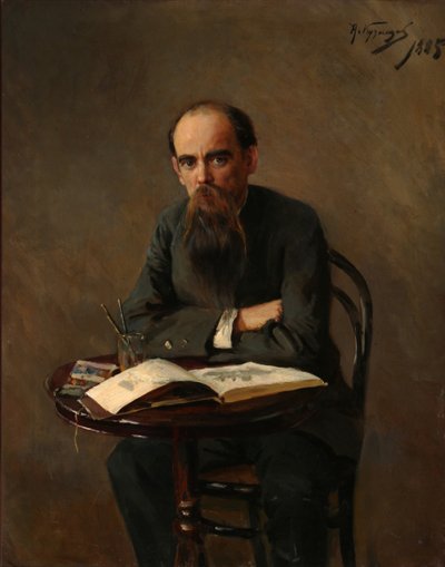 Retrato do pintor Yefim Yefimovich Volkov 1844-1920, 1885 de Nikolai Dmitrievich Kuznetsov