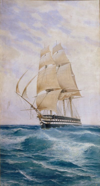 O navio na linha Imperatritsa Mariya, década de 1890 de Nikolai Dmitryevich Prokofyev