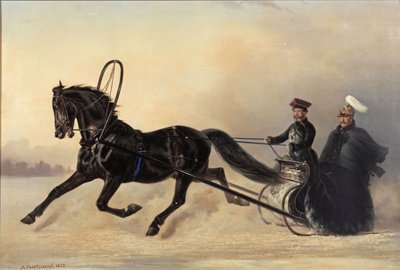 Imperador Nicolau I em um passeio de inverno, 1853 de Nikolai Egorevich Sverchkov