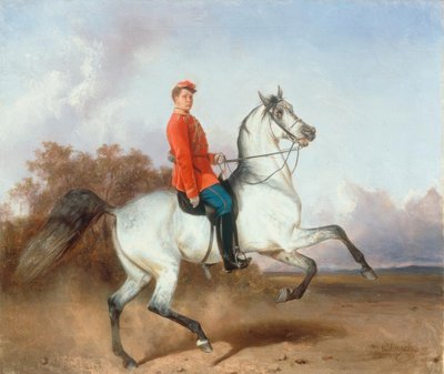 Retrato equestre de um hussardo de Nikolai Jegorowitsch Swertschkow