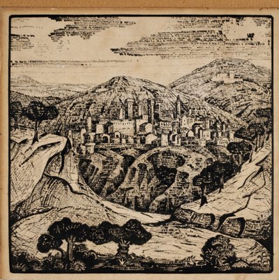 Ilustração para os poemas italianos de Alexander Blok, 1907 de Nikolai Konstantinowitsch Roerich