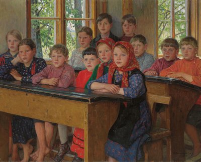 A sala de aula de Nikolai Petrovich Bogdanov Belsky