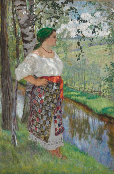 Camponesa perto de um riacho de Nikolai Petrovich Bogdanov Belsky