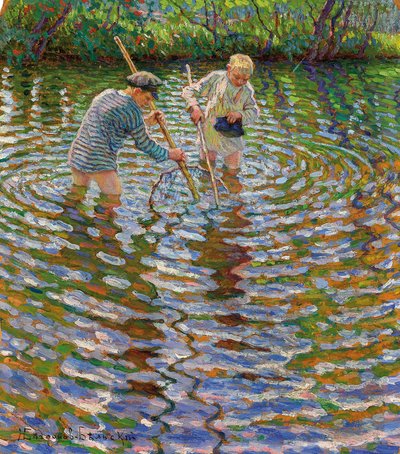 Rapazes pescando lagostins de Nikolai Petrovich Bogdanov Belsky