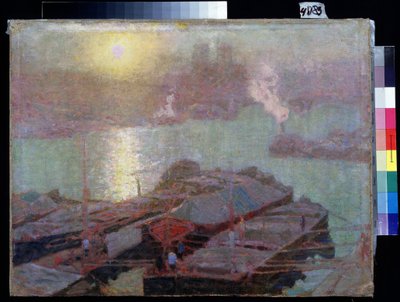 O Sena em Paris. Pintura de Nikolai Vasilyevich Dosekin (1863-1935). Óleo sobre tela, 48,2 x 63,7 cm de Nikolai Vasilyevich Dosekin
