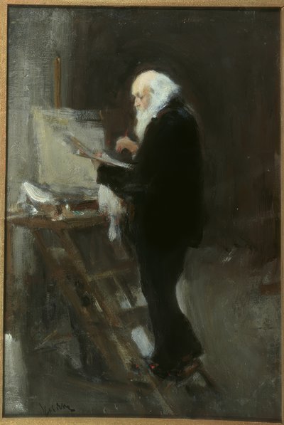 O pintor Nikolai Gay no trabalho de Nikolaj Pawlowitsch Uljanow
