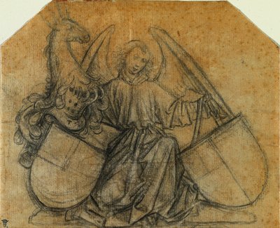 Um anjo apoiando dois escudos, c. 1470 de Nikolaus Gerhaert von Leyden