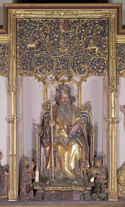 Retábulo de Isenheim, Santo António, o Eremita, c.1490 (tinta dourada sobre madeira) de Nikolaus Hagenauer