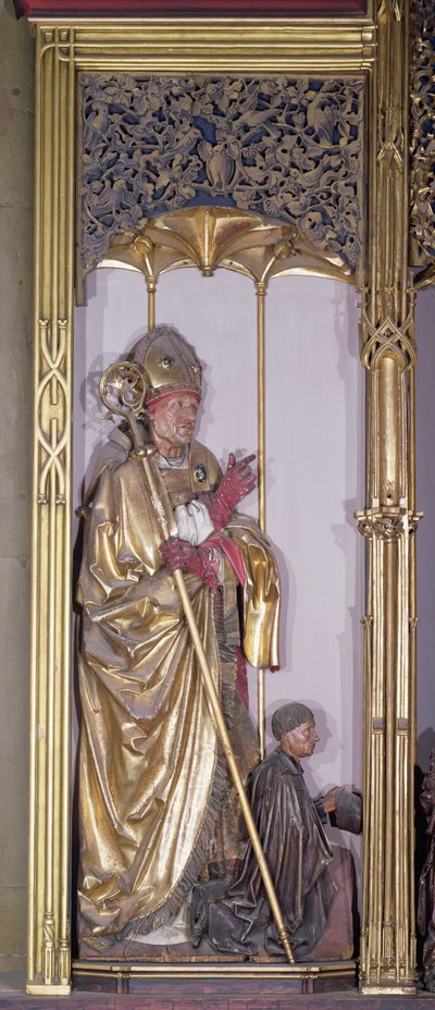 O Retábulo de Isenheim, Santo Agostinho, c.1490 (tinta dourada sobre madeira) de Nikolaus Hagenauer