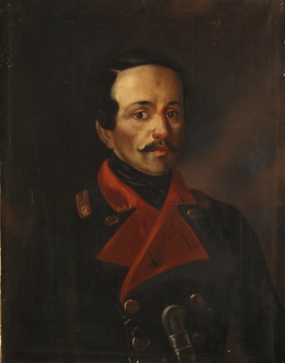 Retrato do poeta Mikhail Lermontov 1814-1841, 1854-1858 de Nikolay Ivanovich Polivanov