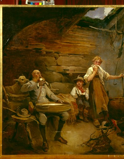 O Senhor e a papa feita com creme azedo (óleo sobre tela) de Nils Bergslien