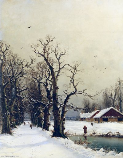 Cena inverno, 19o século de Nils Hans Christiansen