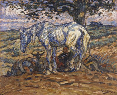 Don Quihotes Horse Rosinante, 1911 (óleo sobre papelão) de Nils Kreuger