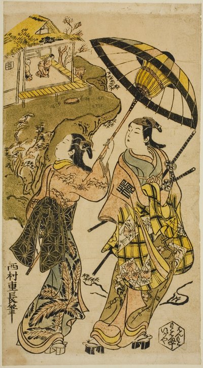 O Retrato dos Atores na Ogura Cottage de Nishimura Shigenaga