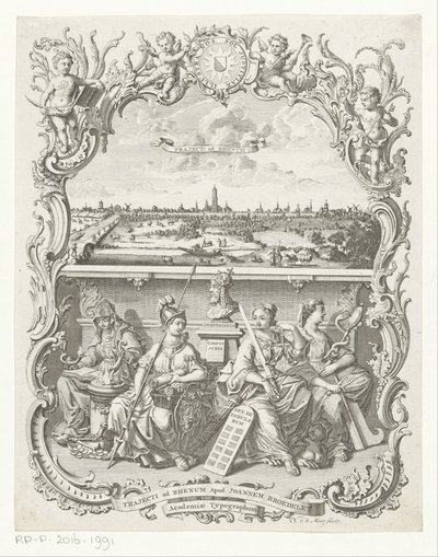 Vista de Utrecht e alegoria com Minerva e virtudes de Noach van der Meer (I)