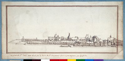 O Hospital de St. Louis (caneta e tinta com lavagem em papel) de Noel Gasselin