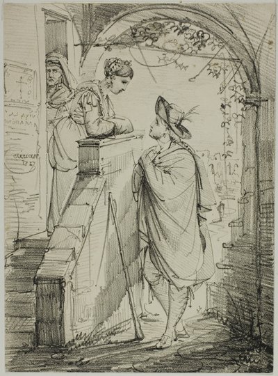 Mulher e homem a conversar de Noel Thomas Joseph Clerian