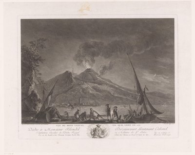 Paisagem com pescadores e Vesúvio activo
Vue du mont Vezuve tel quil etoit en 1757 (título sobre o objecto) de Noël Le Mire