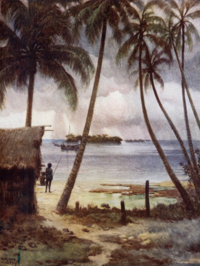 Um dia tempestuoso na Lagoa Rubiana, Ilhas Salomão (cor litho) de Norman Hardy