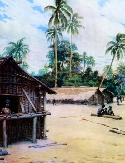 Uma aldeia nas Ilhas Salomão, 1908 de Norman Hardy