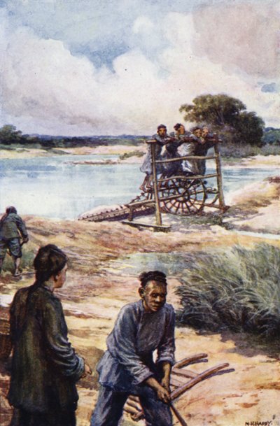 China: Uma roda de água (cor litho) de Norman Hardy