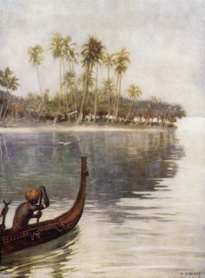Manhã cedo, Gavutu, Ilhas Salomão (cor litho) de Norman Hardy