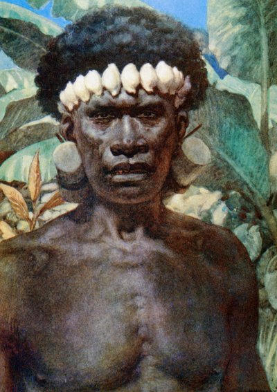 Retrato de um canibal das Ilhas Salomão. 1908 de Norman Hardy