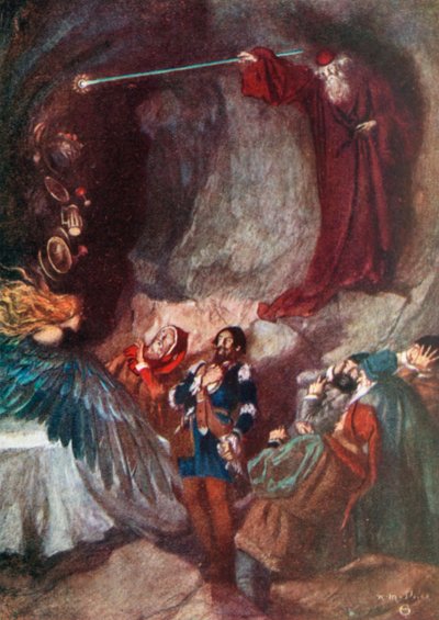 A Festa Desapareceu. A Tempestade - Ato III, Cena 3 (litografia a cores) de Norman Mills (after) Price