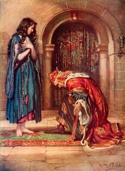 O Rei e a criada mendiga (cor litho) de Norman Mills (after) Price