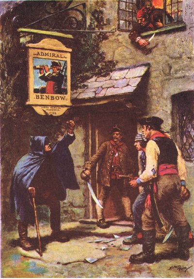 Um homem debruçou-se ao luar, de Treasure Island publicado por MacDonald 1947 (lito a cores) de Norman Mills Price